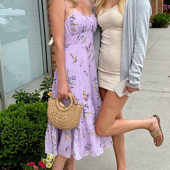 showpo purple MONACO SWEETHEART MIDI DRESS IN LAVENDER BOTANICAL FLORAL - Picture 2 of 3